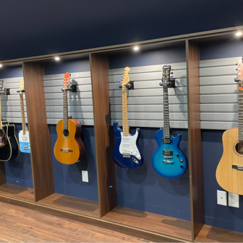 custom music room guitar display case